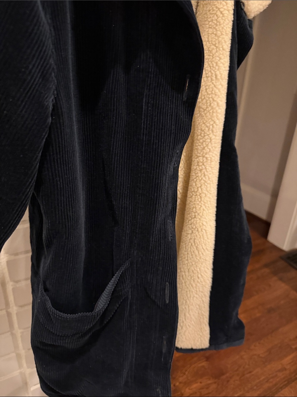 Sezane Navy Corduroy Sherpa-Lined Bomber - Picture 9 of 9